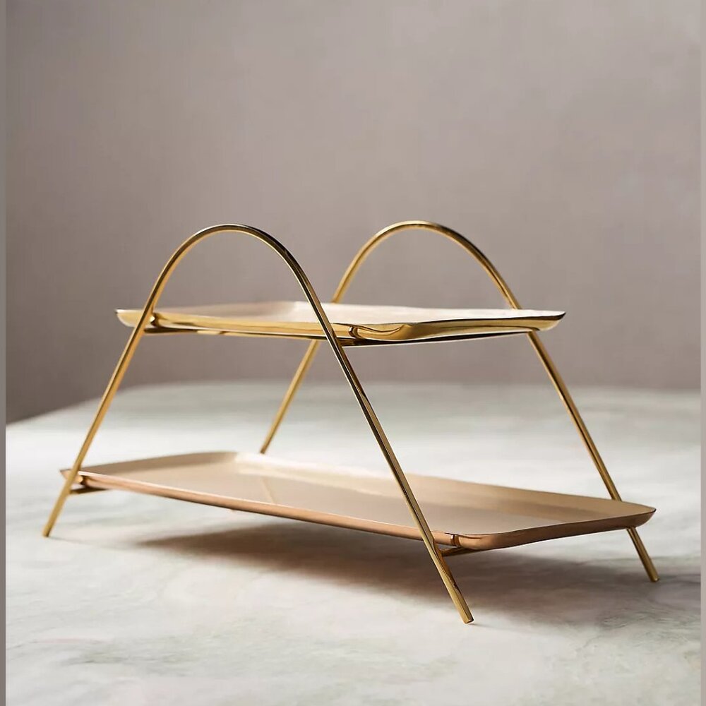 NEW Robbie Stainless Steel Tiered Tray Stand - Gold Neutral by Anthropologie